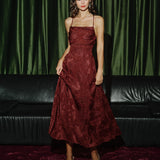 Brick Red X Cross Floral Maxi Dress