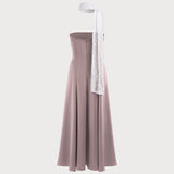 Pink One Shoulder Lace Splicing Maxi Dress
