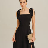 Black Chiffon Tie Strap Maxi Dress