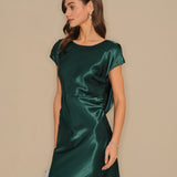 Green Tie Satin Maxi Dress