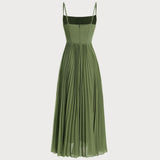 Green Sweetheart Neck Flowy Slip Maxi Dress