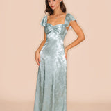 Green Sweetheart Neck Floral Maxi Dress