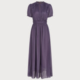 Purple Puffed Sleeve Tunic Maxi Dress