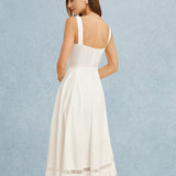 White Lace Splicing Slip Maxi Dress