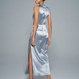 Light Blue Pleated Tunic Maxi Dress