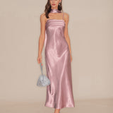 Pink Slip Mermaid Satin Maxi Dress
