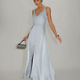Grey A-Line Sleeveless Maxi Dress