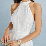 White Backless Bowknot Maxi Dress