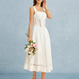 White Lace Splicing Slip Maxi Dress