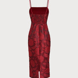 Red Jacquard Maxi Dress