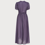 Purple Puffed Sleeve Tunic Maxi Dress