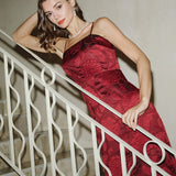 Red Jacquard Maxi Dress