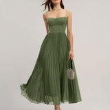 Green Sweetheart Neck Flowy Slip Maxi Dress