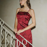 Red Jacquard Maxi Dress