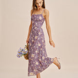 Purple X Cross Jacquard Slip Maxi Dress