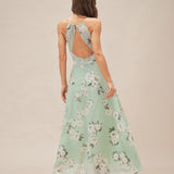Green Cowl Neck Floral Maxi Dress
