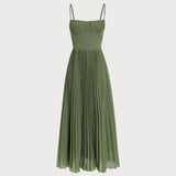 Green Sweetheart Neck Flowy Slip Maxi Dress