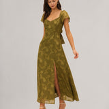 Green Sweetheart Neck Jacquard Maxi Dress