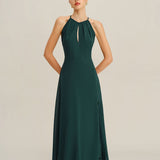 Green Chiffon Slit Maxi Dress