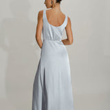 Grey A-Line Sleeveless Maxi Dress