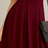 Wine Red Pleated Slip Maxi Dress