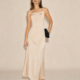 Apricot Sleeveless Zipper Tie Maxi Dress