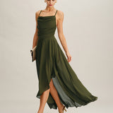 Green Chiffon A-Line Slip Maxi Dress