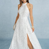 White Backless Bowknot Maxi Dress