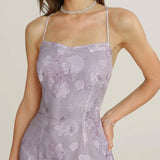 Purple Sequins Jacquard Slip Maxi Dress
