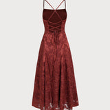 Brick Red X Cross Floral Maxi Dress