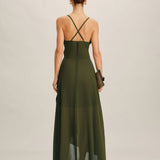 Green Chiffon A-Line Slip Maxi Dress