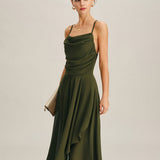 Green Chiffon A-Line Slip Maxi Dress