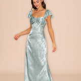 Green Sweetheart Neck Floral Maxi Dress