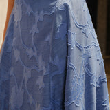 Blue Jacquard Ruched Slip Maxi Dress