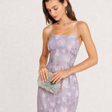 Purple Sequins Jacquard Slip Maxi Dress