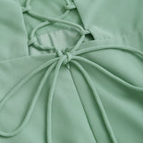Green A-Line Backless Slip Maxi Dress