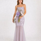Purple Sequins Jacquard Slip Maxi Dress