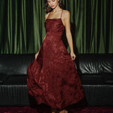 Brick Red X Cross Floral Maxi Dress