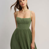 Green Sweetheart Neck Flowy Slip Maxi Dress