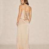 Apricot Sleeveless Zipper Tie Maxi Dress