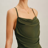 Green Chiffon A-Line Slip Maxi Dress