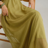 Green Ruched Slip Maxi Dress