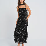 Black Polka Dot Slip Maxi Dress