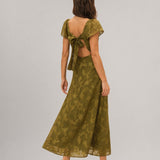 Green Sweetheart Neck Jacquard Maxi Dress