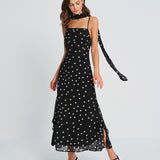 Black Polka Dot Slip Maxi Dress