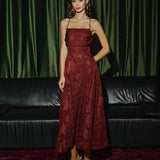 Brick Red X Cross Floral Maxi Dress