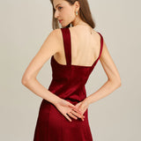 Red Sweetheart Neck A-Line Maxi Dress