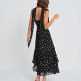 Black Polka Dot Slip Maxi Dress