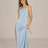 Light Blue Slip A-Line Maxi Dress