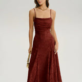 Brick Red X Cross Floral Maxi Dress